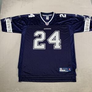 Dallas Cowboys Football‎ Jersey Mens Large Blue NFL Football Reebok Barber 24